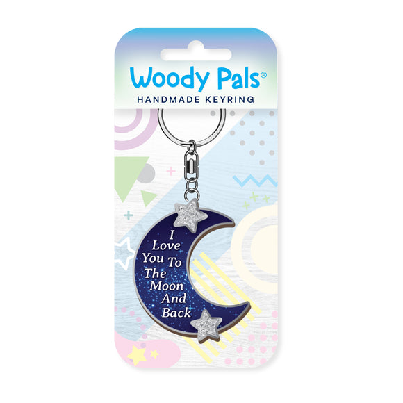 To the Moon & Back wooden keyring
