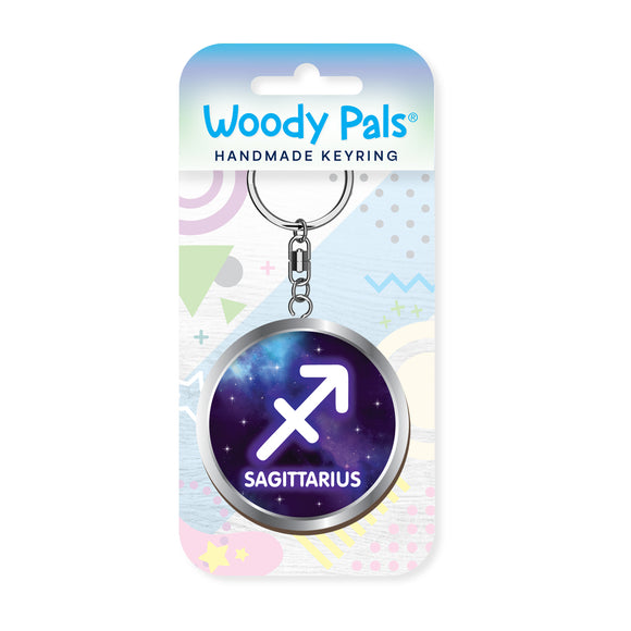 Starsign Sagittarius wooden keyring
