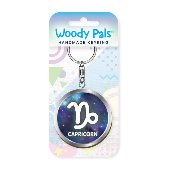 Starsign Capricorn wooden keyring