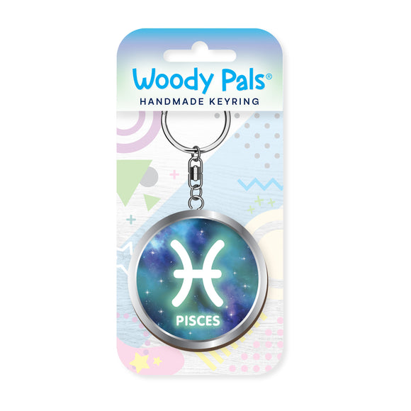 Starsign Pisces wooden keyring