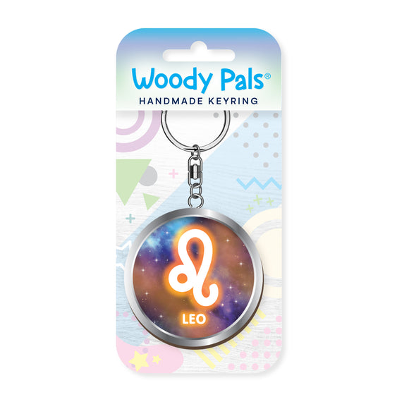 Starsign Leo wooden keyring