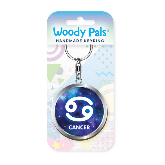 Starsign Cancer wooden keyring