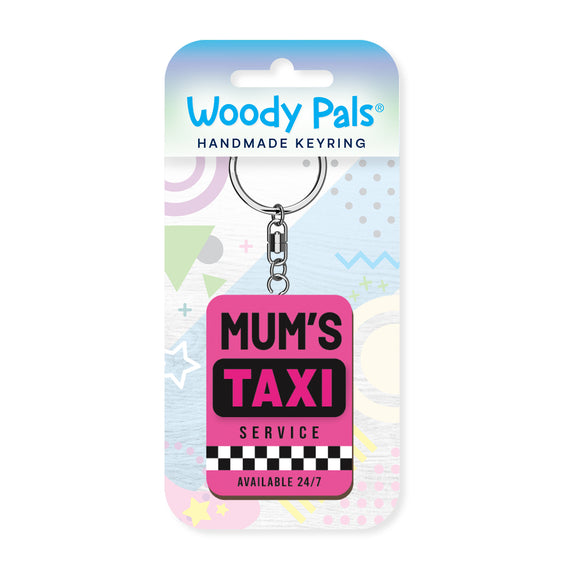 Mum's taxi service wooden keyring