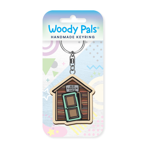 Garden shed wooden keyring