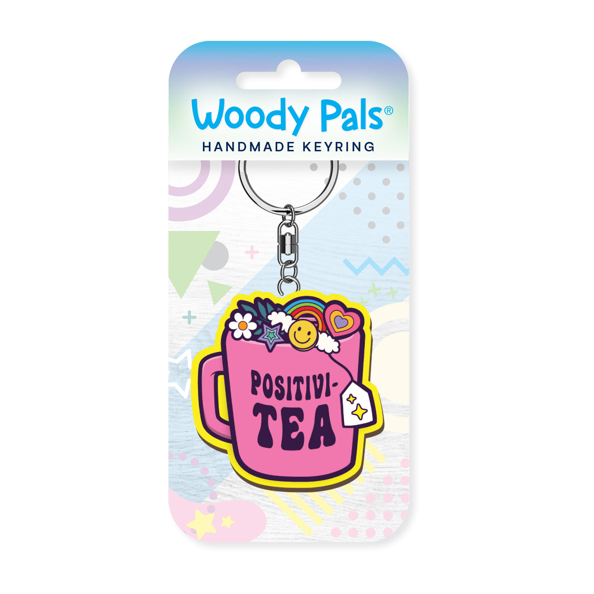 Positivi-tea wooden keyring
