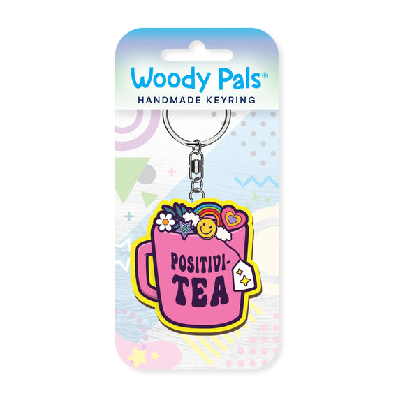 Positivi-tea wooden keyring