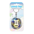 Starsign gemini wooden keyring