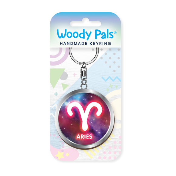 Starsign Aries wooden keyring
