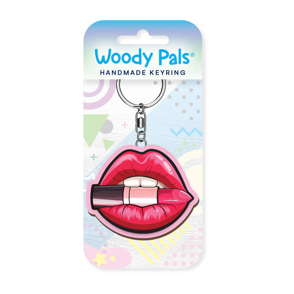 Lipstick wooden keyring