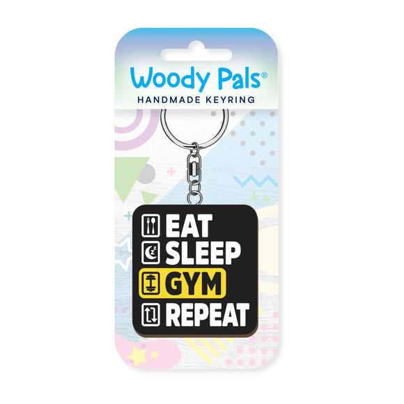 Eat, gym, repeat…wooden keyring