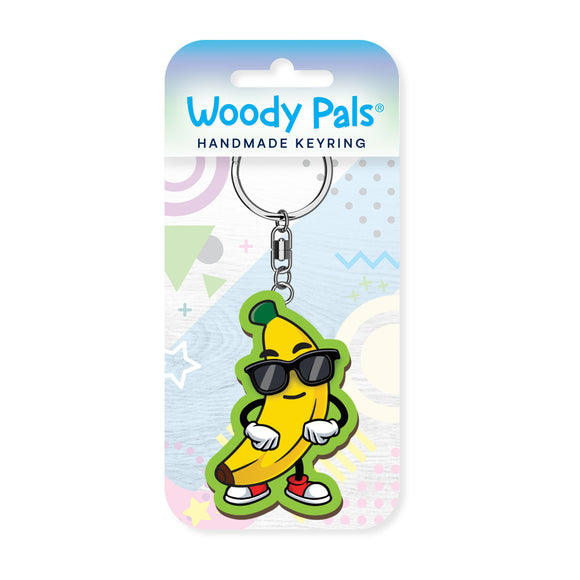 Cool banana wooden keyring