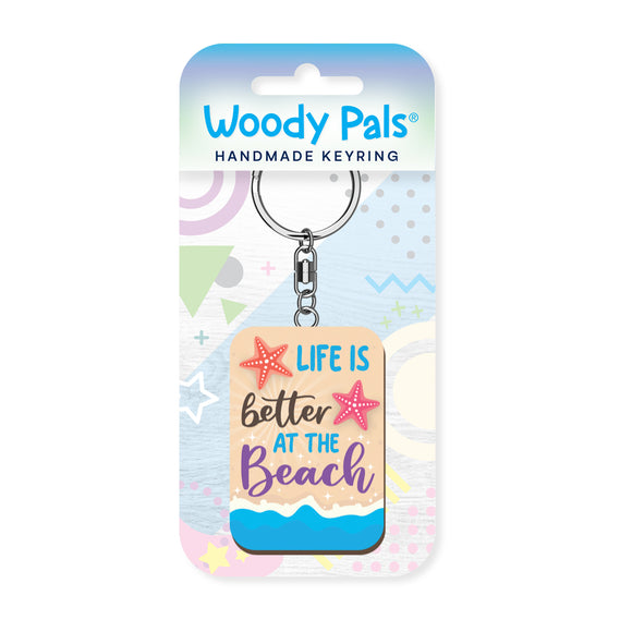 Better at the beach wooden keyring