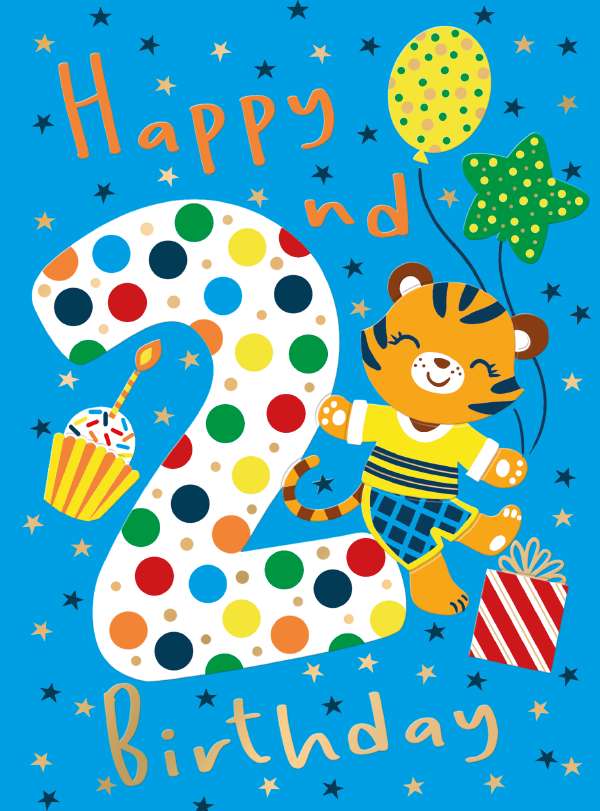 2nd birthday card blue