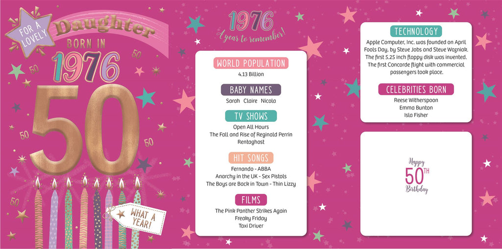 Daughter, Born in 1976 - 50th birthday card