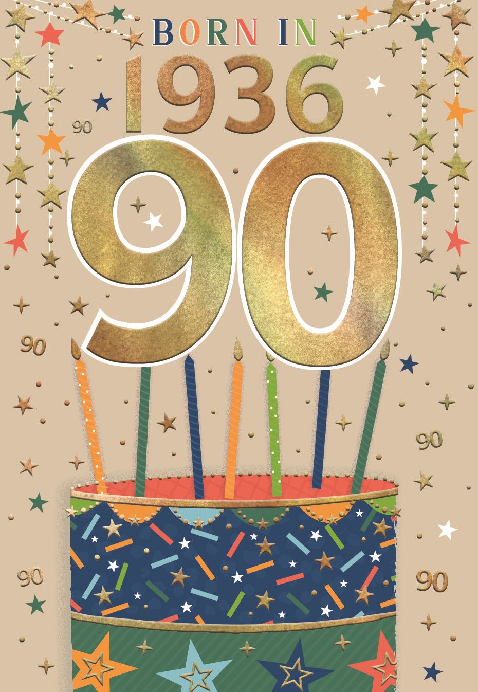Biglietto Auguri 90° Compleanno Jonny Javelin Con Fiori E Torta – Formato 157x235 Mm