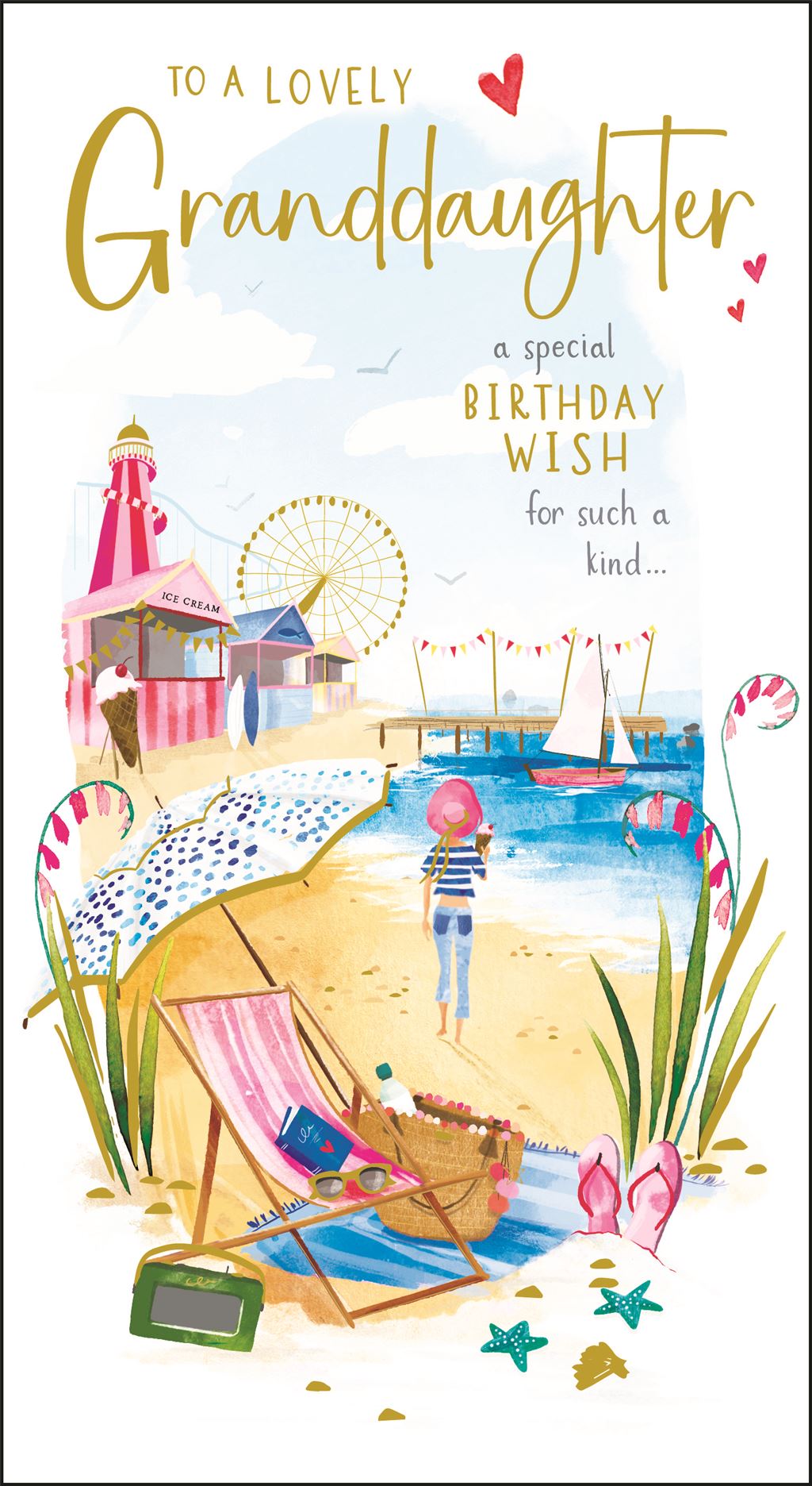 Granddaughter, beach Birthday card - Jonny Javelin