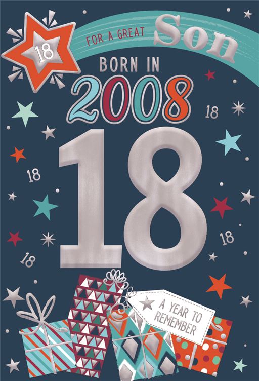 Son, Born in 2008 - 18th birthday card