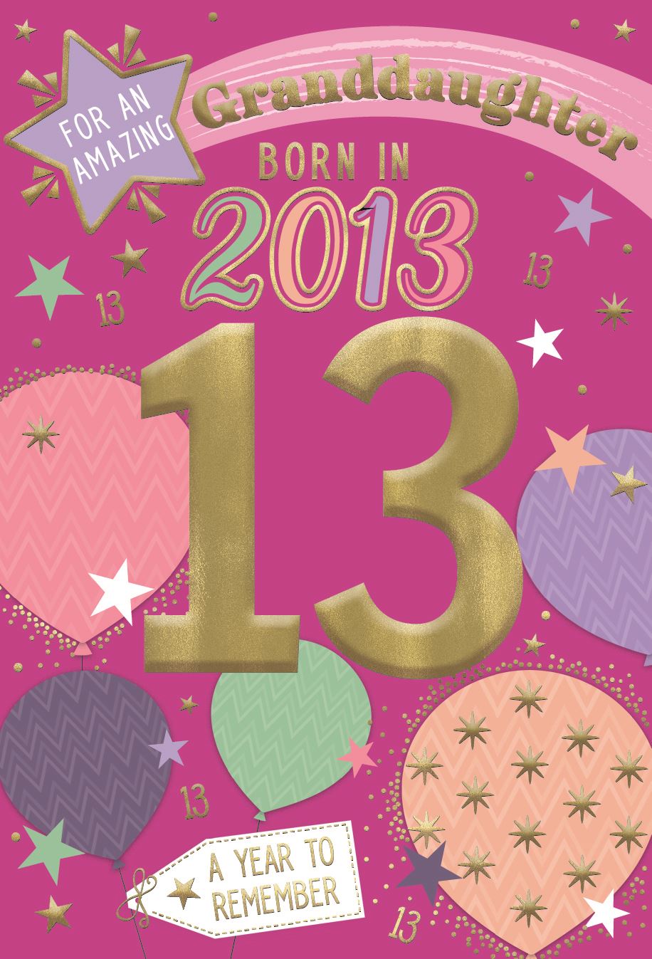 Granddaughter, you were born in 2013- 13th birthday card