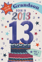 Grandson, Born in 2013 - 13th birthday card