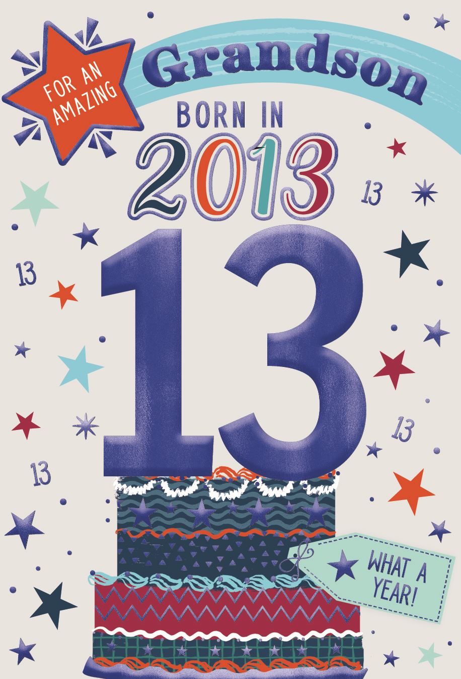 Grandson, Born in 2013 - 13th birthday card