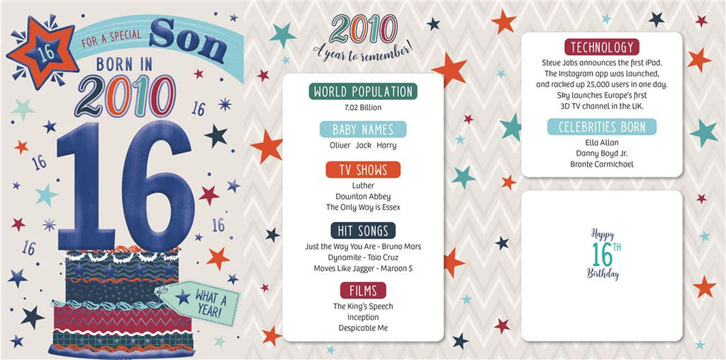 Son, Born in 2010 - 16th birthday card
