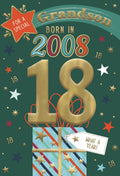 Grandson, Born in 2008 - 18th birthday card