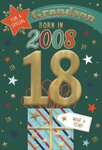 Grandson, Born in 2008 - 18th birthday card