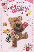 Happy Birthday,  sister  - Barley the Brown Bear card
