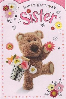 Happy Birthday,  sister  - Barley the Brown Bear card