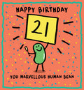 Human bean - 21st birthday card