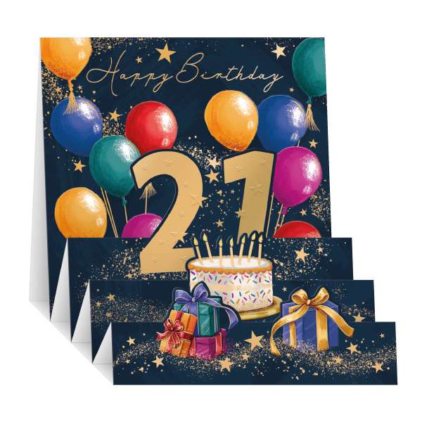 21st balloons pop up card