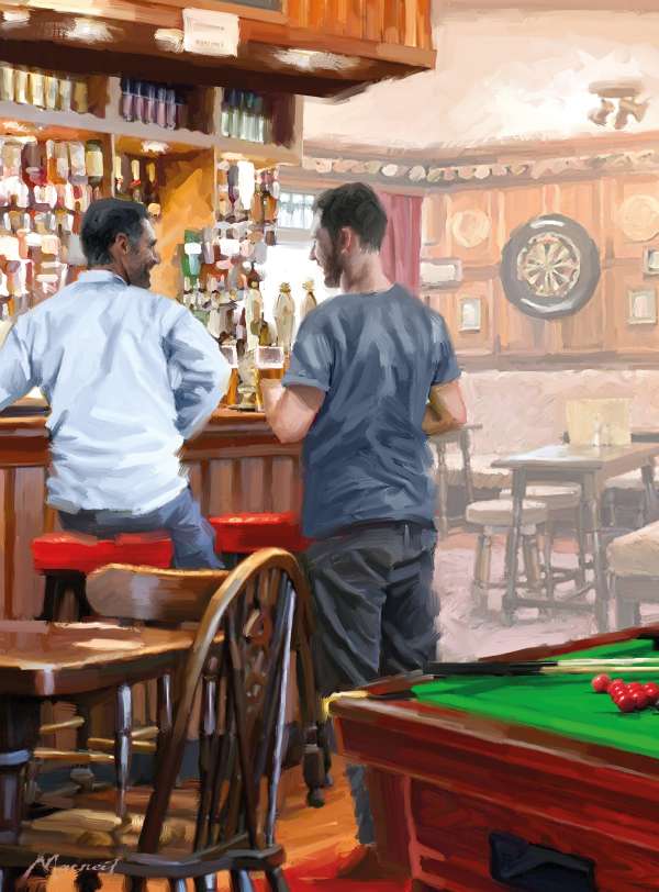At the bar - birthday card