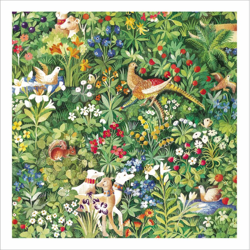 Greenery with animals - blank greeting card