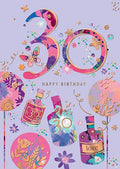 30 Happy Birthday bottles and balloons (purple)