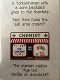 Yorkshireman at the chemist   - Cowshed cards
