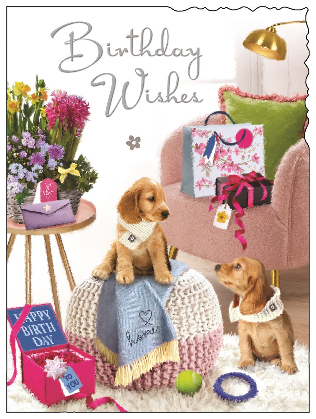 Birthday wishes, labrador pups - Jonny Javelin card