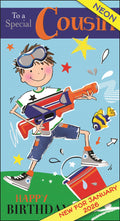 Cousin  Happy Birthday  (male)- Jonny Javelin card