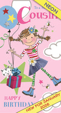 Cousin  on your Birthday  (female)- Jonny Javelin card