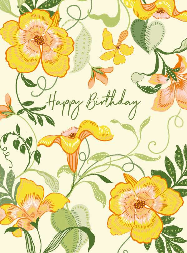 Birthday yellow flowers - birthday card