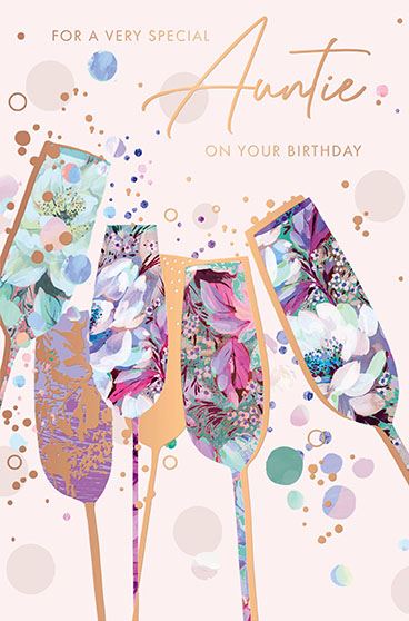 Auntie, bubbles- Birthday card