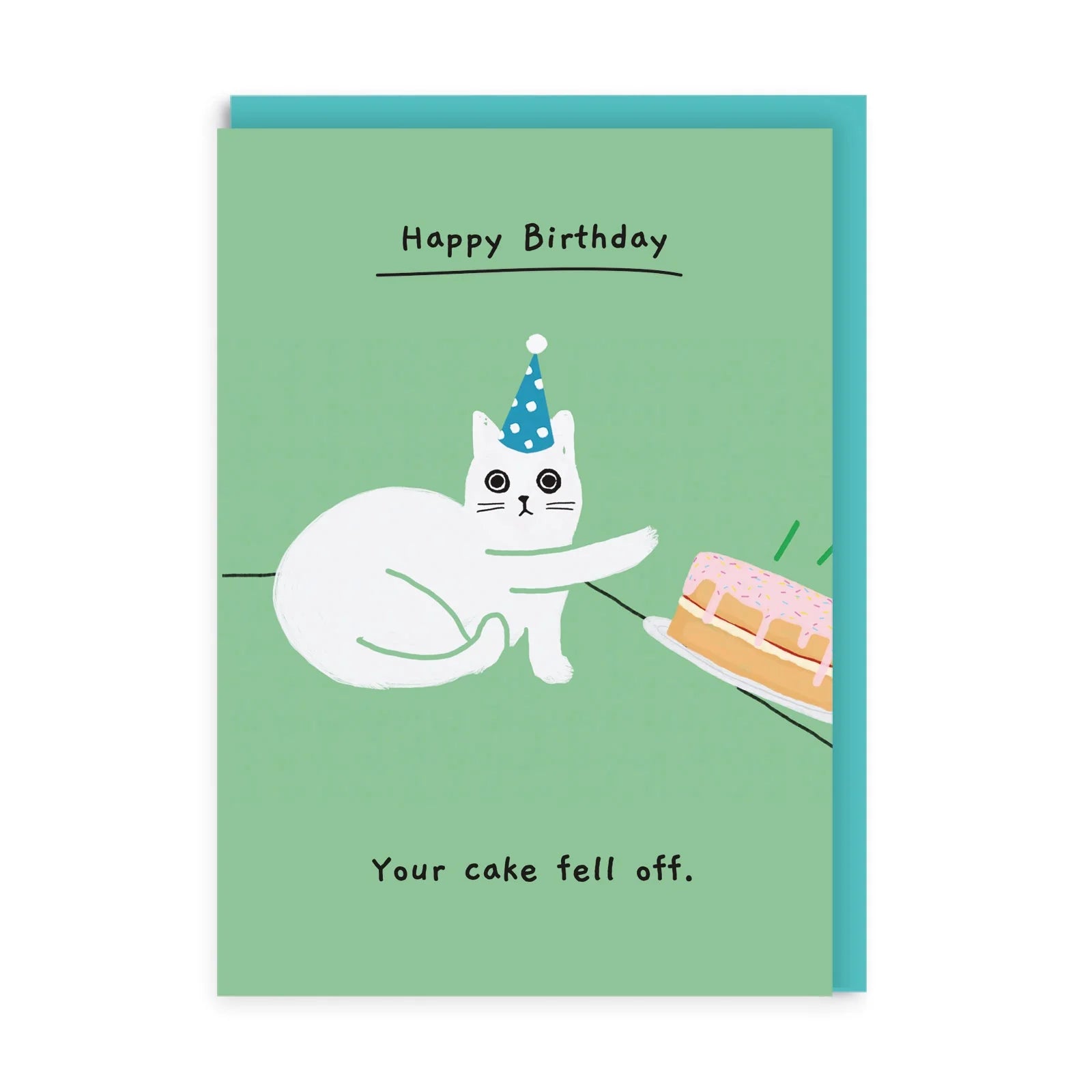 Your Cake fell off - Ken the cat birthday card