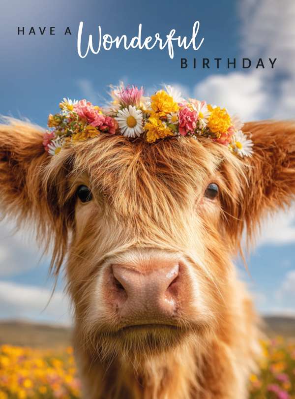 Happy Birthday, highland cow