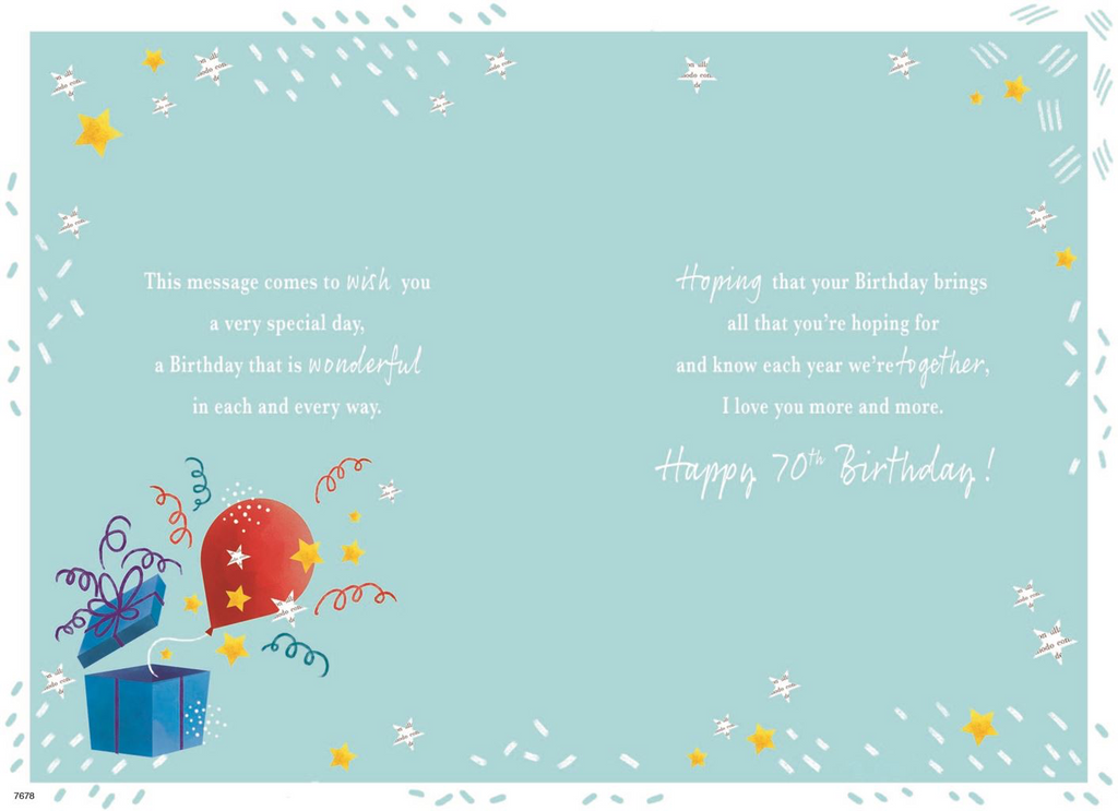 To my Husband on your 70th Birthday - Birthday Card