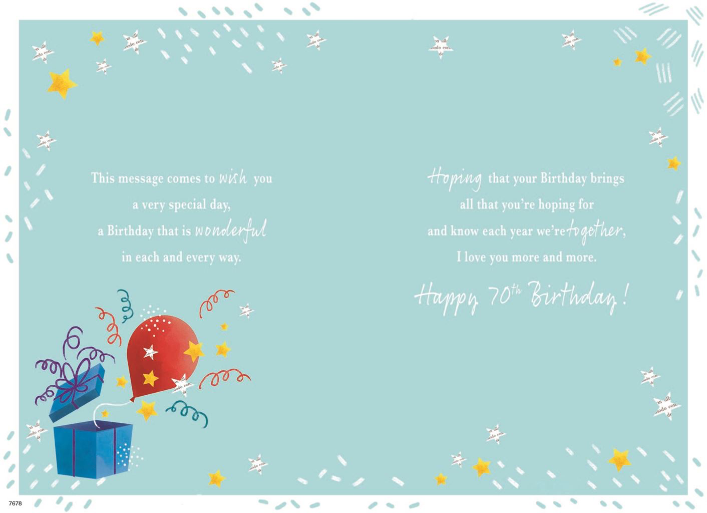 To my Husband on your 70th Birthday - Birthday Card