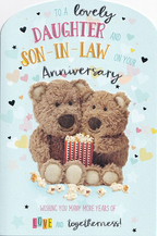 Barley the Brown Bear Daughter and Son-in-Law on your Anniversary - Anniversary Card