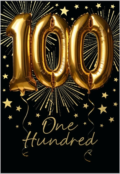 Age 100 Balloons - birthday card