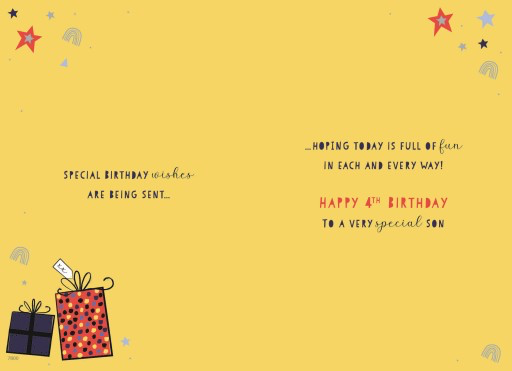 For a Special Son on your 4th Birthday - 4th Birthday Card