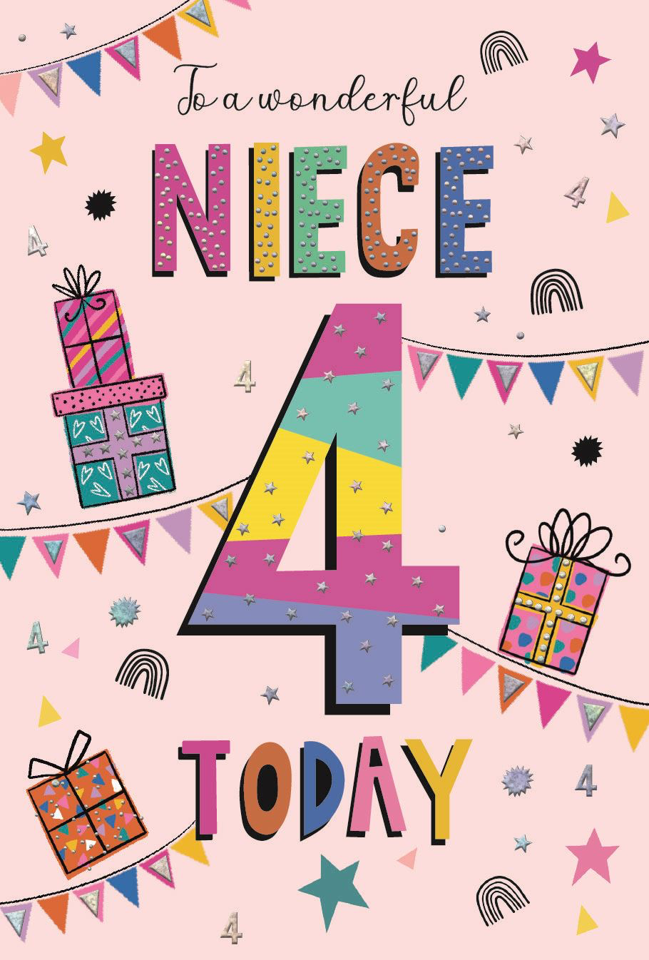 For a Wonderful Niece on your 4th Birthday - 4th Birthday Card