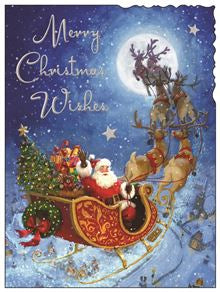 Merry Christmas Wishes (santa in the sky) - Christmas Card