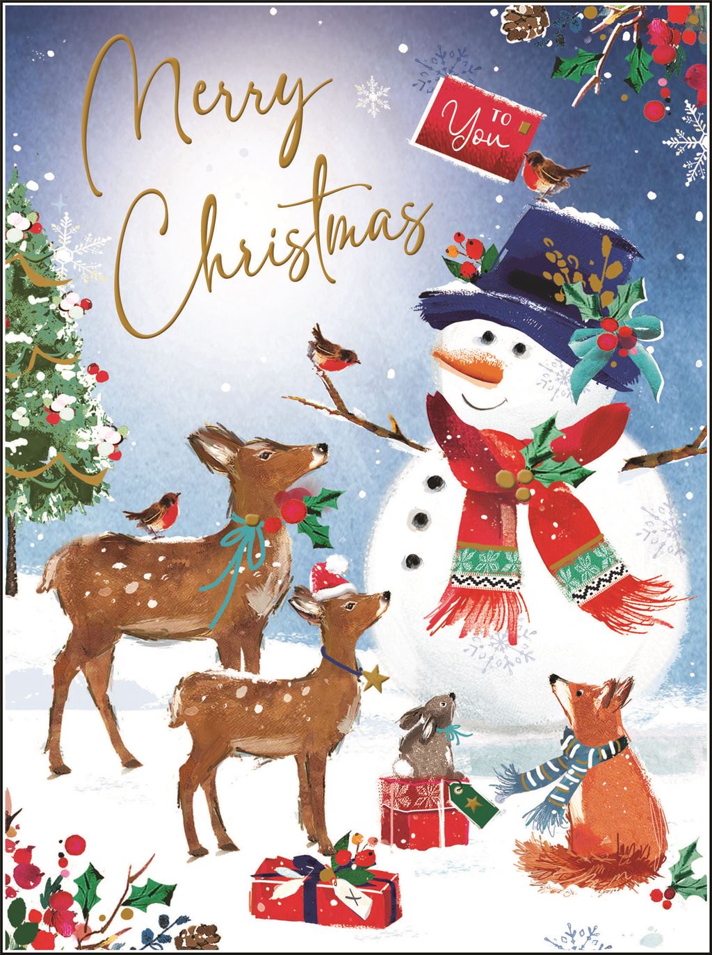 Open Christmas (snowman) - Christmas Card